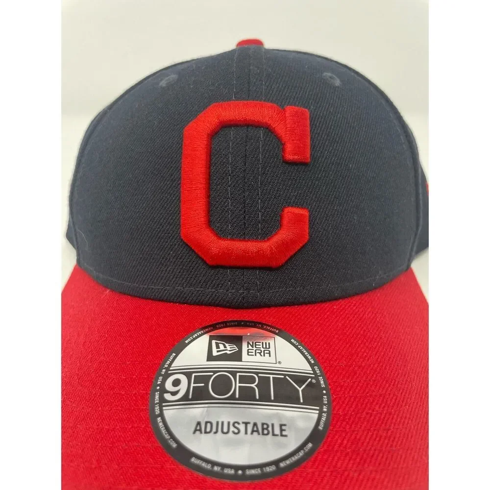 New Era 9FORTY MLB Cleveland Indians Guardians Navy Blue Mens Adjustable Hat NEW